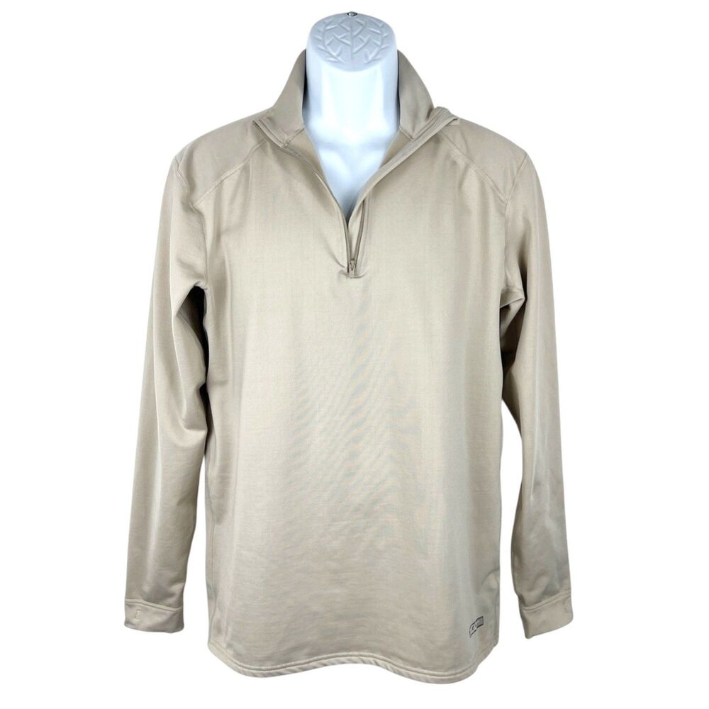 XGO Pullover Men Medium Beige Sweater 3/4 Zip UPF 50 Long Sleeve Fleece Lined